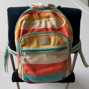 Brazilian Colorful Striped Natural Hemp Backpack